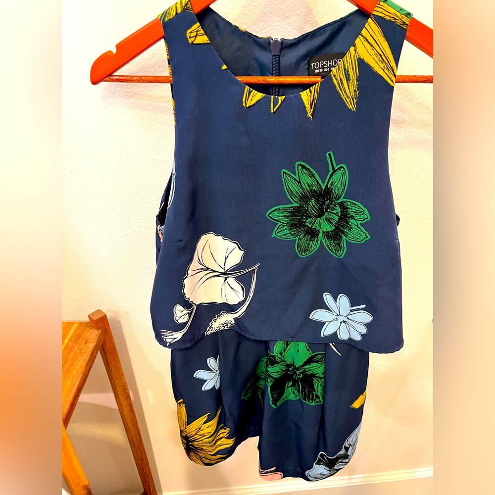 Topshop Floral Sleeveless Romper